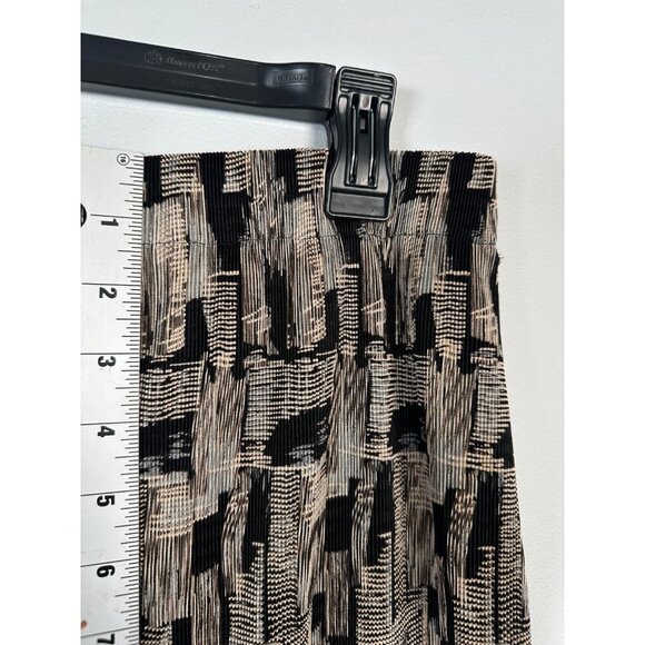 Vintage Lori Weidner Skirt Size 10 Womens Midi Abstract Stretch Ribbed Black Tan - Picture 4 of 9